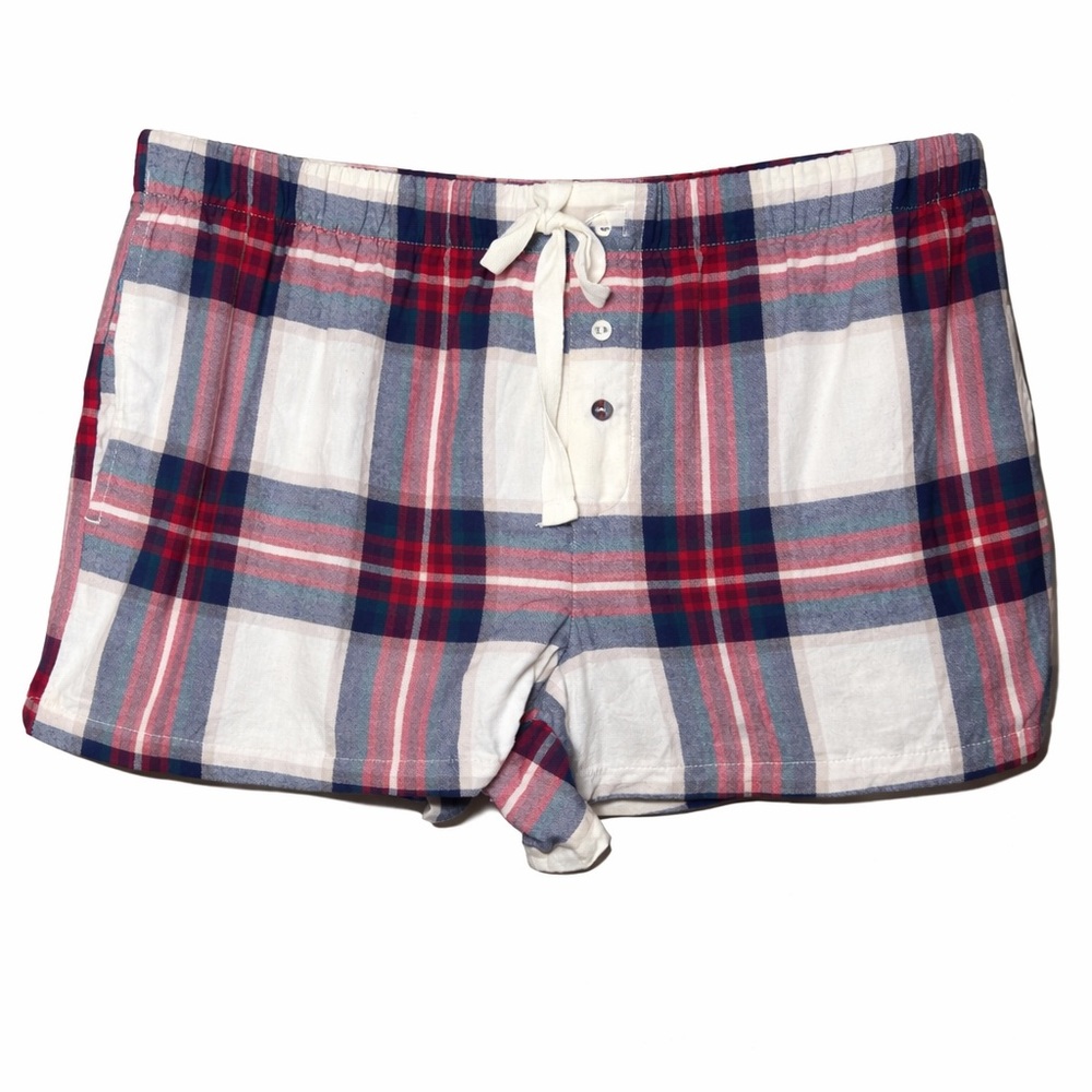 Stars Above Plaid Cotton Drawstring Flannel Sleep Shorts